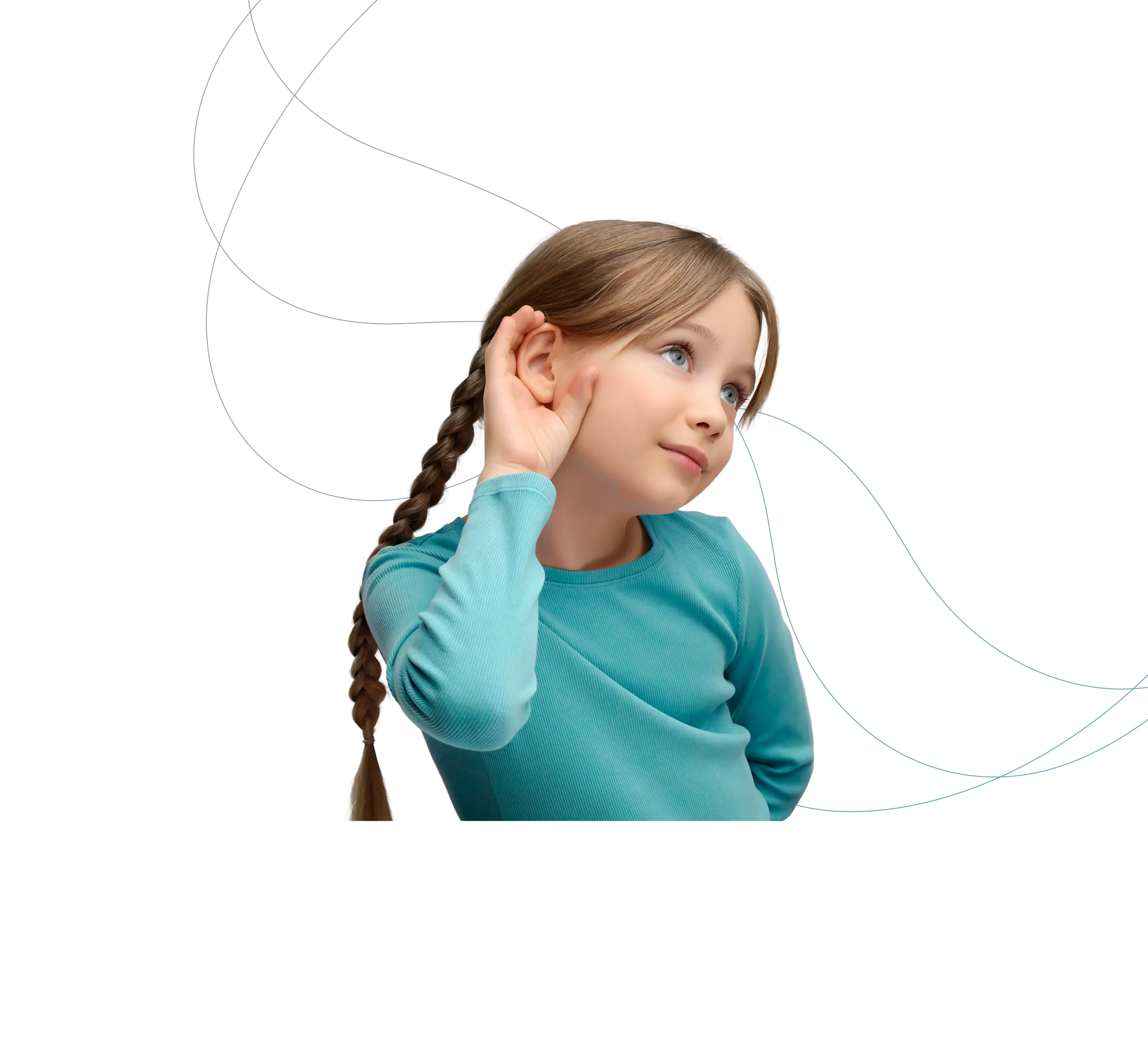 Child listening with hand near ear